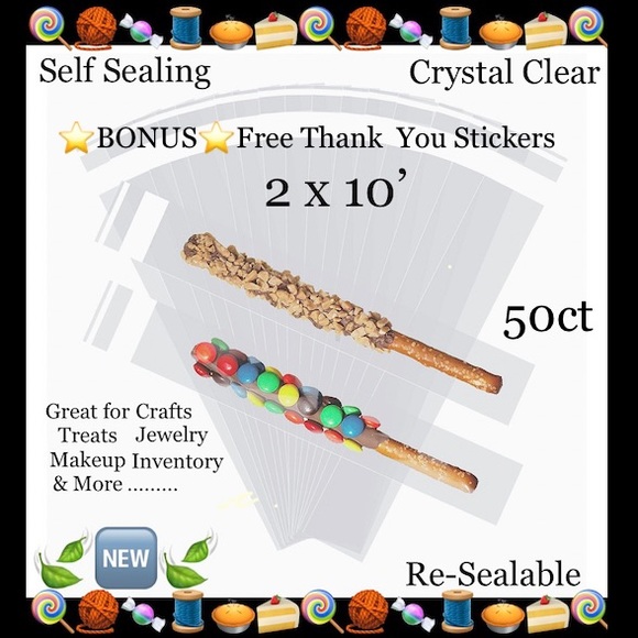 50ct 2x10’ Clear Cello Bags w/Free Stickers 🍃🆕🍃 - Picture 1 of 8